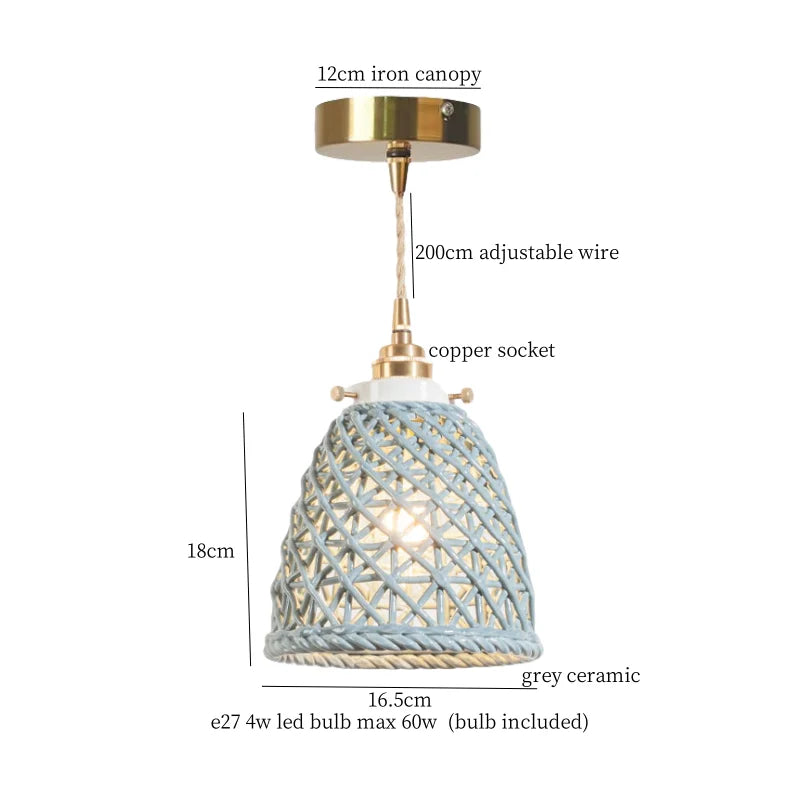 French Minimalism Ceramic LED Pendant Light for Home Decor