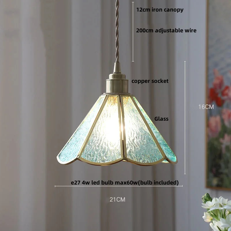 Glass Flower LED Pendant Light Fixture for Modern Luxury Home Decor