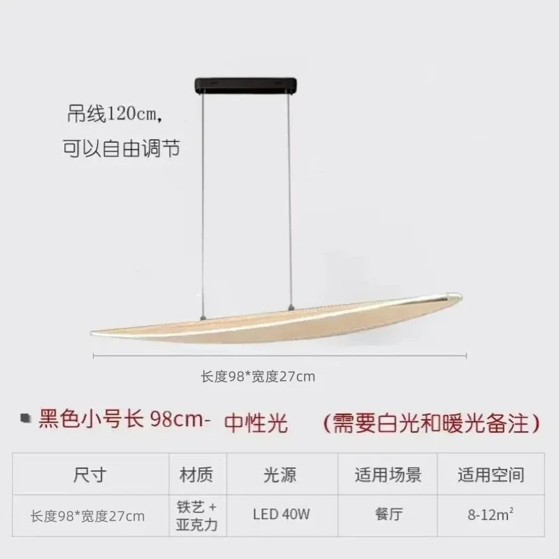 Long Curve LED Chandelier for Living Room Dining Office Decor