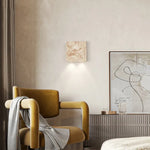 White Glass Globe LED Wall Sconce Lamp, Yellow Stone Base, Japanese Style