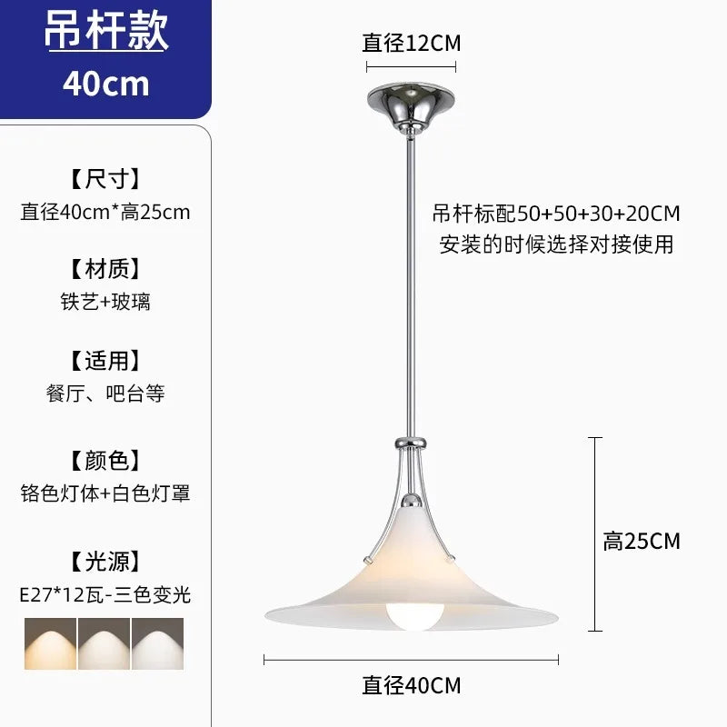 French Medieval LED Iron Art Glass Pendant Lights for Home Decor