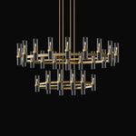 2-Layer Chandelier Lighting - Vintage Gold Silver Black Hanging Lamps
