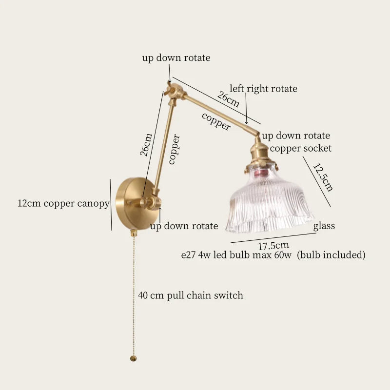 Glass LED Wall Lamp for Living Room Bedroom Mirror Bathroom - Nordic Minimalism