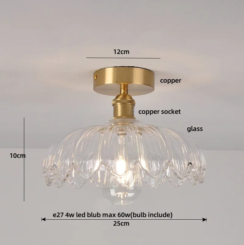 Glass Flush Mounted Ceiling Light Fixture - Modern Nordic Green Glass LED Ceiling Lamp