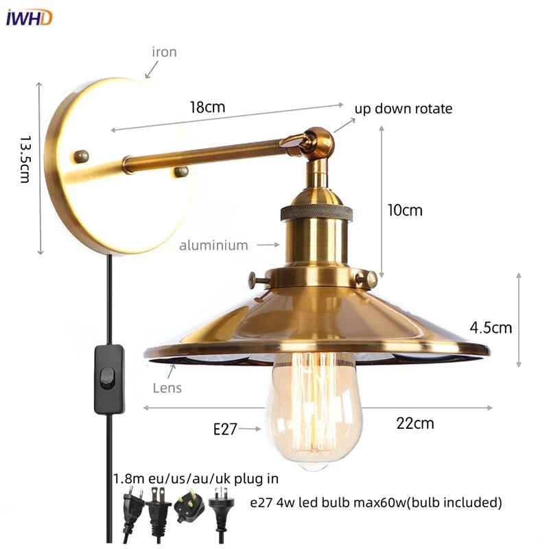 Rustic LED Wall Sconce, Industrial Style Luminaire for Bedroom, Dining Room, Bathroom