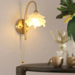 Afralia™ Modern Luxury Glass LED Wall Sconce with Pull Chain Switch for Bedroom, Coffee Reading