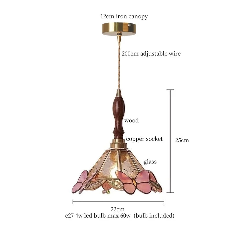 Butterfly Glass LED Pendant Light for Bedroom and Living Room