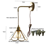 Blue Glass LED Wall Sconce Pull Chain Switch Staircase Tiffany Style Mirror Light