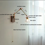 Walnut Copper Swing Arm LED Wall Light Fixture for Nodic Home Decor