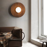 Nordic LED Walnut Wood Glass Wall Light - Modern Simple Luminaire