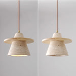 Yellow Travertine Wood LED Pendant Lamp - Nordic Modern Living Dining Room Light