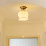 LED Resin Copper Ceiling Light Fixture for Aisle Porch Living Room