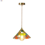 Colorful Glass Magic Cube LED Pendant Lights Tiffany Style Wood Hang Lamp