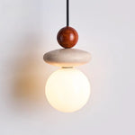 Afralia™ White Glass LED Pendant Light - Yellow Travertine Mid Century Hanging Lamps