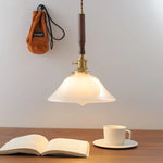 Walnut Glass Pendant Lamp: Nordic LED Hanging Light Fixture for Dining Room, Bedroom, Bar