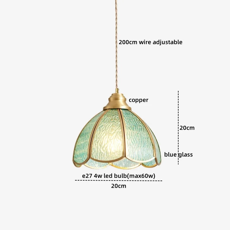Pink Glass LED Pendant Lights Copper Modern Hanging Lamp Home Decor