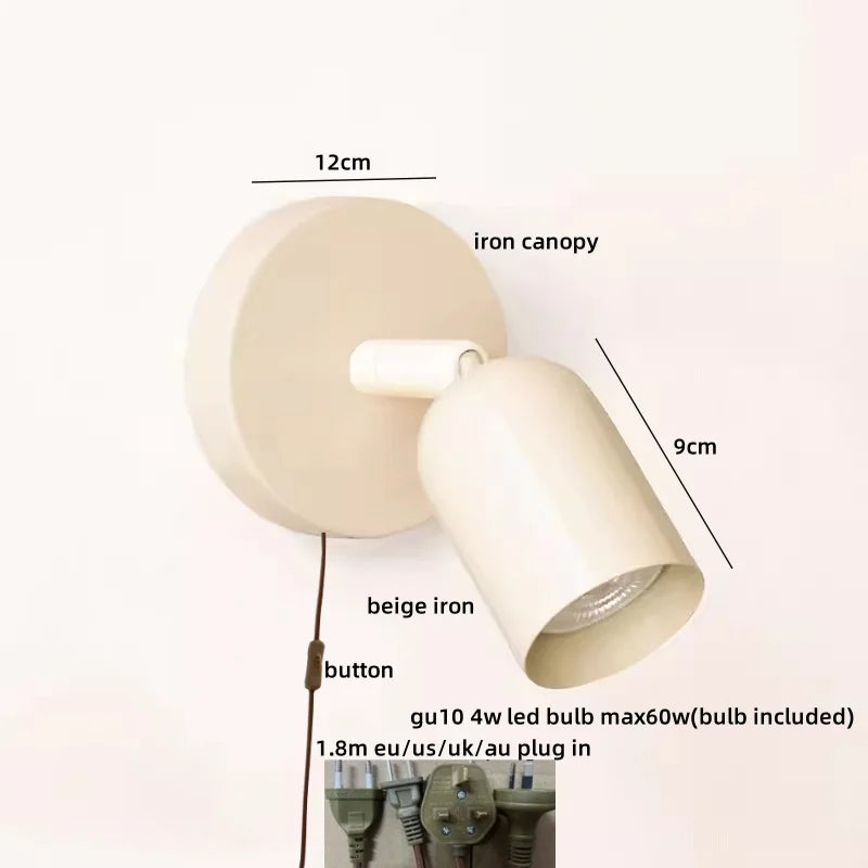 LED Wall Sconce Pull Chain Switch Cream Style Stair Light Fixture