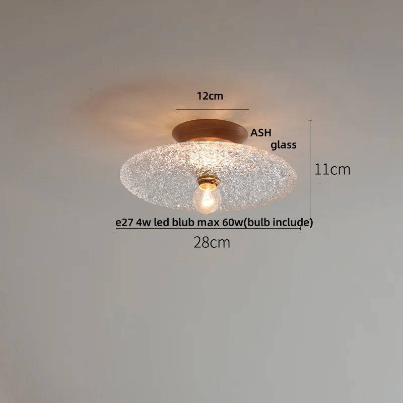White Ceramic LED Ceiling Lamp Wood Ash Nordic Modern Copper Light