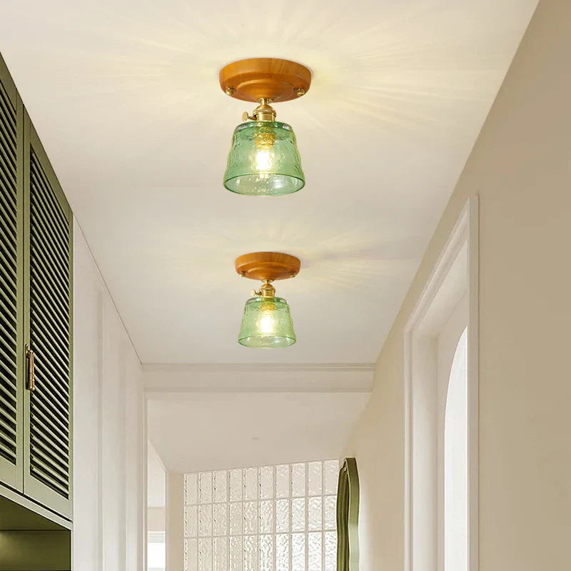 Brass Glass Ceiling Lamp Modern LED Light Fixture - Elegant Home Decor