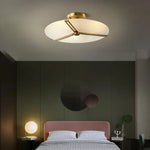 Marble Ceiling Light Brass Finish Bedroom Decor Led Ceiling Lamp