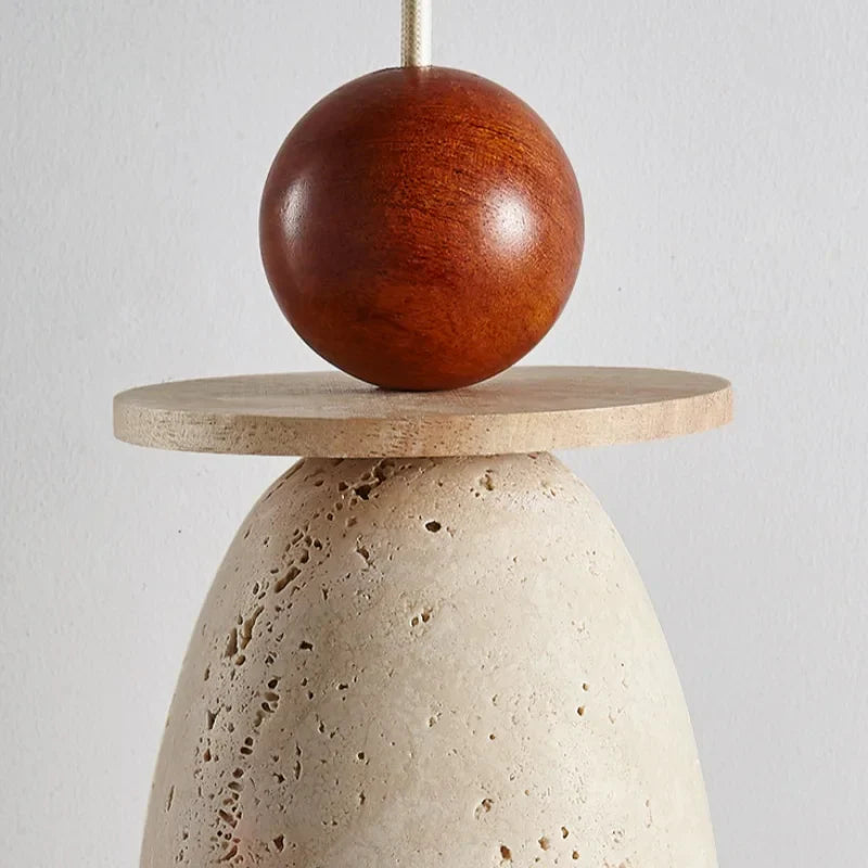 Yellow Travertine Pendant Lamp for Aisle Hallway Bedroom, Japanese Style Hang Light