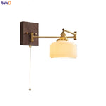 Wood Swing Arm LED Wall Light - Rotatable Bedroom Balcony Bedside Lamp