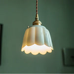 Ceramic Flower LED Pendant Light, Nordic Style, E27, Home Decor Lighting