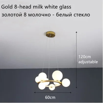 Glass Ball LED Chandelier: Modern Nordic Style for Living, Dining, Kitchen, Study