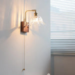 Walnut Glass LED Wall Light: Modern Brass Rotatable Bedside Lamp