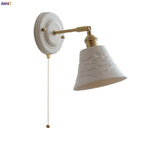Afralia™ Copper Ceramic LED Wall Lamp with Pull Chain Switch for Stair Living Room