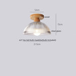 Wood Glass LED Ceiling Lamp Modern Kitchen Living Room Light Fixture