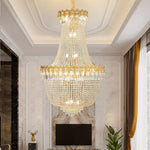 Crystal Chandelier: Luxury Duplex Hotel Living Room Stairwell Design