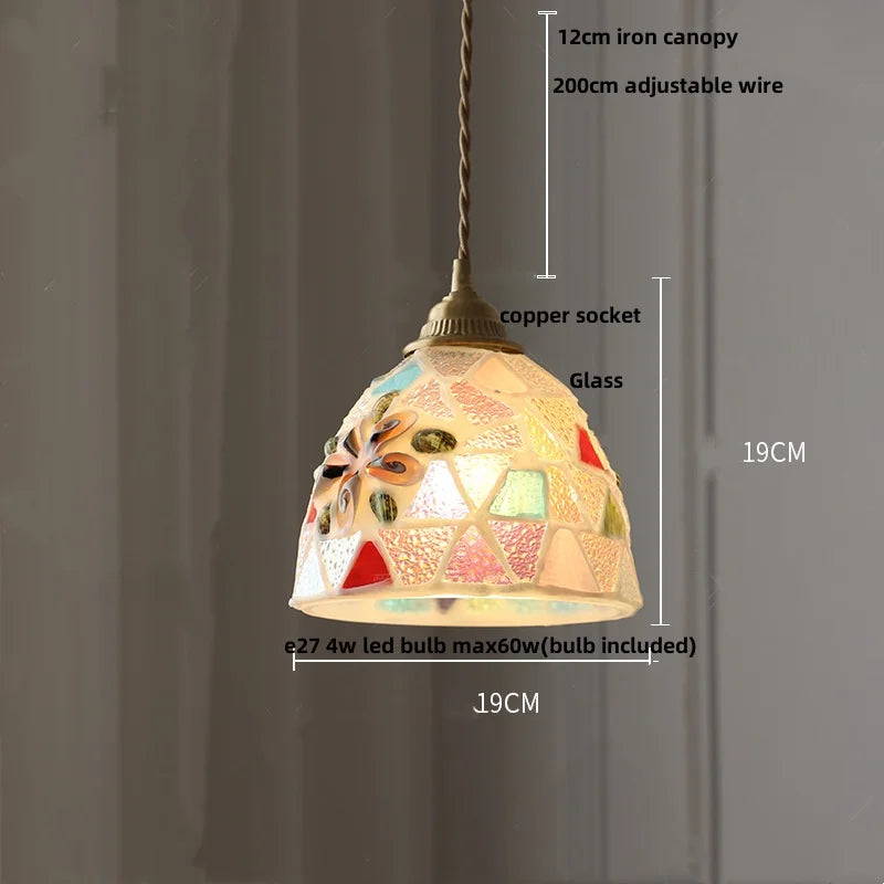 Wood LED Glass Pendant Light: Modern Nordic Adjustable Hanging Lamp