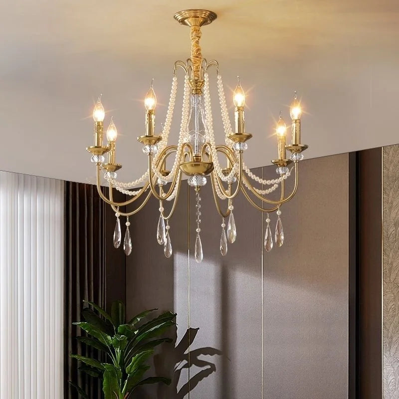 Luxury Crystal Chandelier Foyer Pendant Light American Style Home Decor