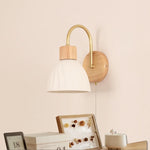 Afralia™ Nordic LED Wall Sconce Pull Chain Switch Ceramic Bedside Lamp