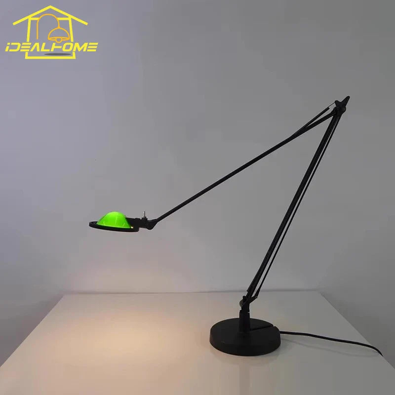 Industrial Black/Chrome LED Rocker Arm Desk Light with Adjustable Arm