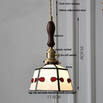 Afralia™ Tiffany Glass LED Pendant Lamp with Walnut Knob Switch