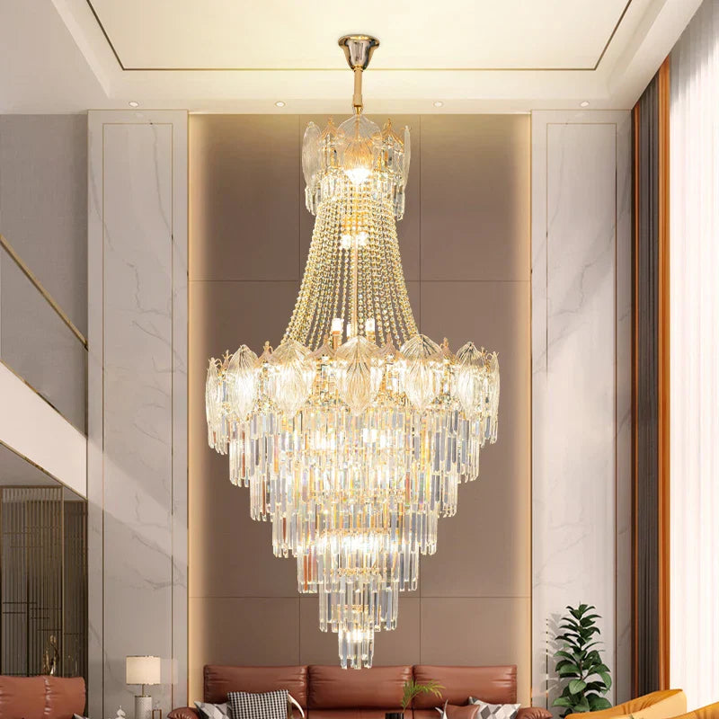 Elegant Simple Staircase Chandelier LED Livingroom Villa Creative Hotel Lighting