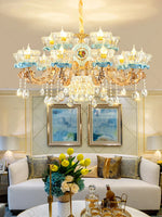 Crystal Chandelier: Chinese Ceramic Living Room Luxe Lighting