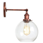 Afralia™ Glass Globe LED Wall Light Fixture Single Arm Bedside Lamp Vintage Industrial Style