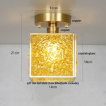 Crystal Glass LED Ceiling Light Copper Canopy Nordic Modern Design