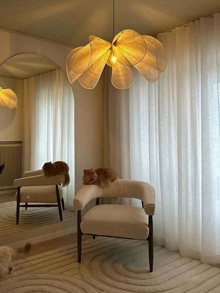 Flower Chandelier Pendant Light with E27 Bulb for Living Dining Room