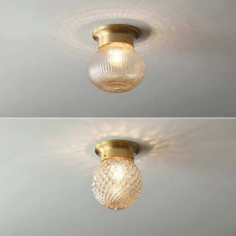 Copper Glass Ball LED Ceiling Light - Modern Style Indoor Lighting Fixtures