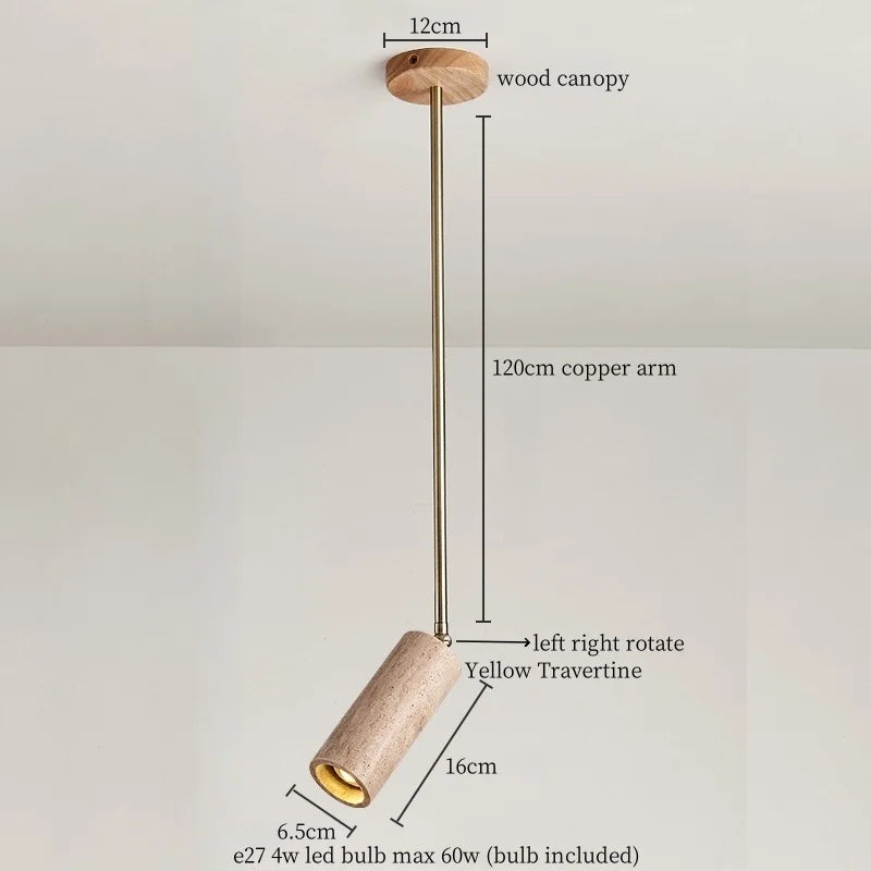 Yellow Travertine LED Pendant Lights with Long Arm Hanging Lamps