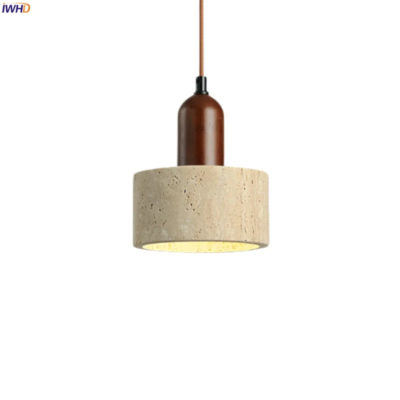LED Yellow Travertine Pendant Light Hanglampen for Kitchen Cafe Living Room