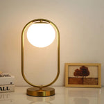 LED Brass Glass Table Lamp for Bedside Reading Desk - Modern Round Ring Design