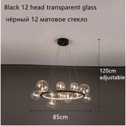 Glass Ball LED Chandelier: Modern Nordic Style for Living, Dining, Kitchen, Study
