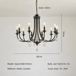 Black Metal Crystal Chandelier: Artistic LED Lighting for Home Decor