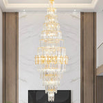 Hollow Spiral Staircase Chandelier | Modern Long Crystal Light for Villa Livingroom