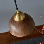 Walnut Wood LED Pendant Light with Vintage Copper Finish
